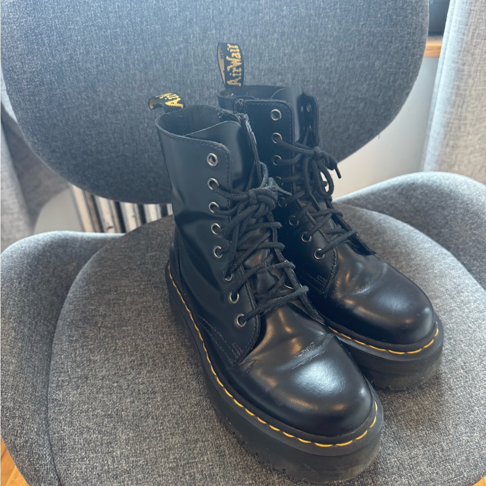 Dr. Martens Black Combat Boots with Air-Cushioned Sole